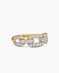 Stax Chain Link Ring in 18K Yellow Gold with Diamonds, 7mm
