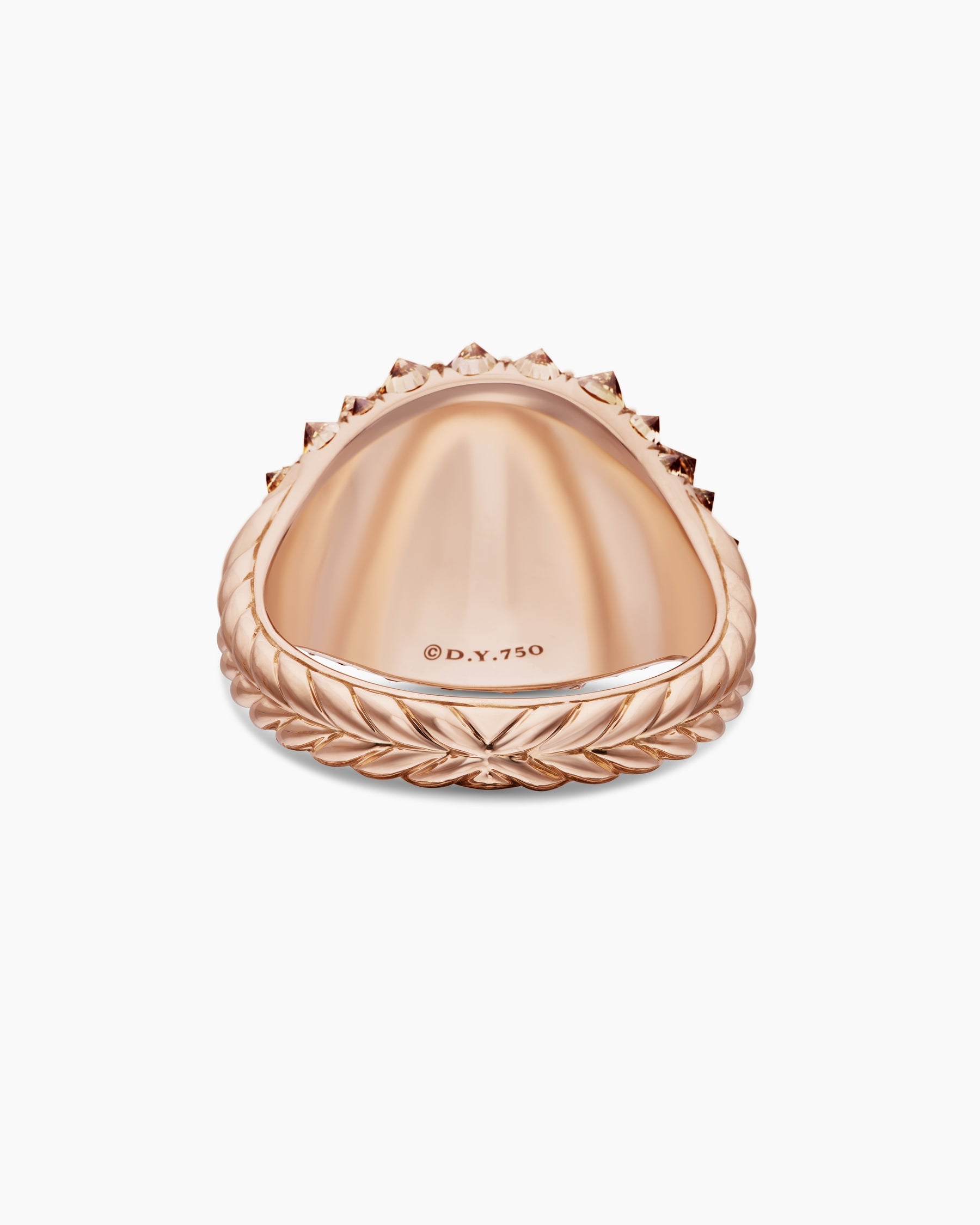 Reverse Set Pavé Pinky Ring in 18K Rose Gold with Cognac Diamonds, 14mm