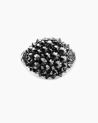 Reverse Set Pavé Pinky Ring in 18K White Gold with Black Diamonds, 14mm