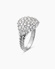 Reverse Set Pavé Pinky Ring in 18K White Gold with Diamonds, 14mm