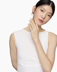 Reverse Set Pavé Pinky Ring in 18K White Gold with Diamonds, 14mm