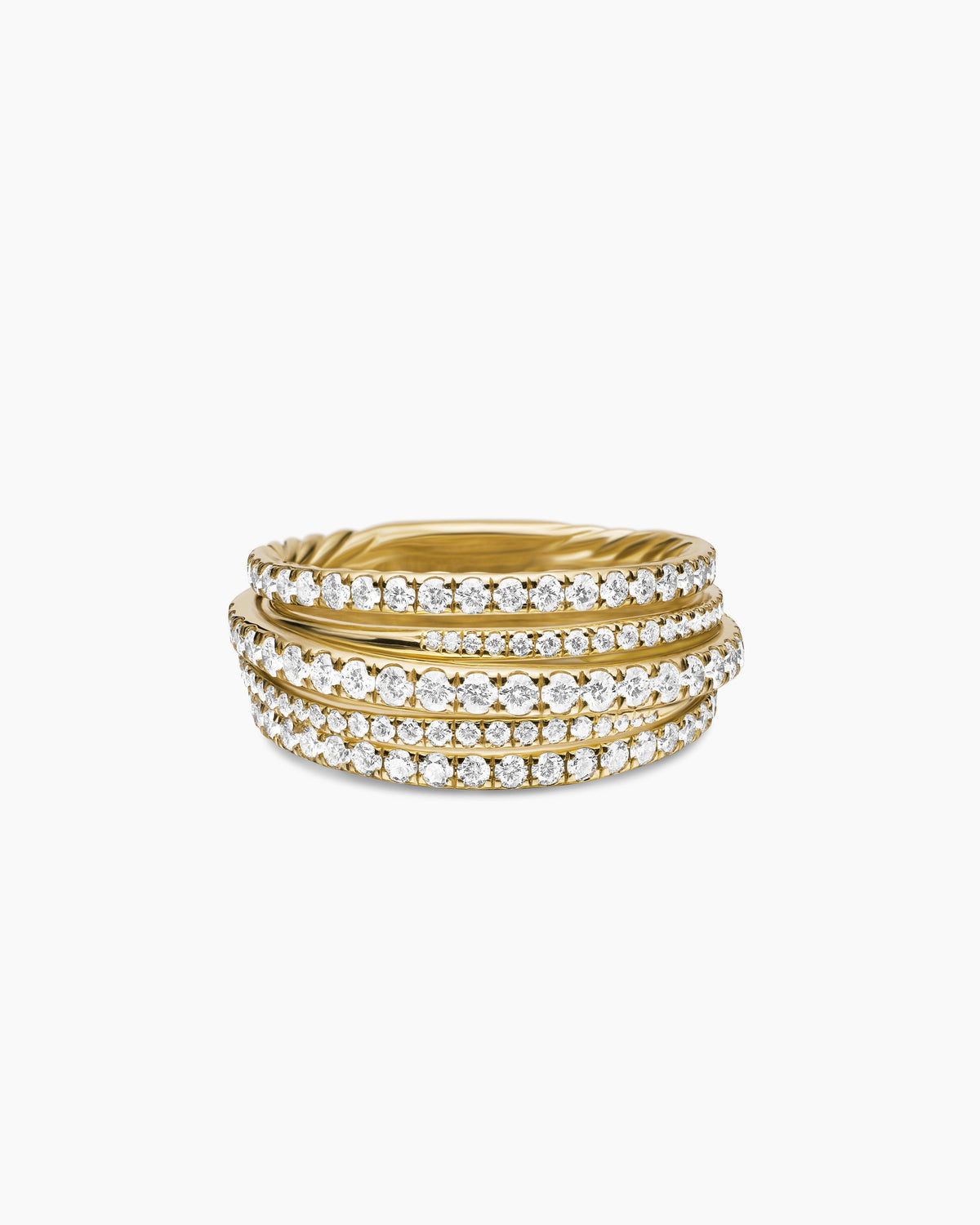 Pavé Crossover Ring in 18K Yellow Gold with Diamonds, 11mm