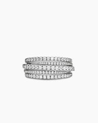 Pavé Crossover Ring in 18K White Gold with Diamonds, 11mm