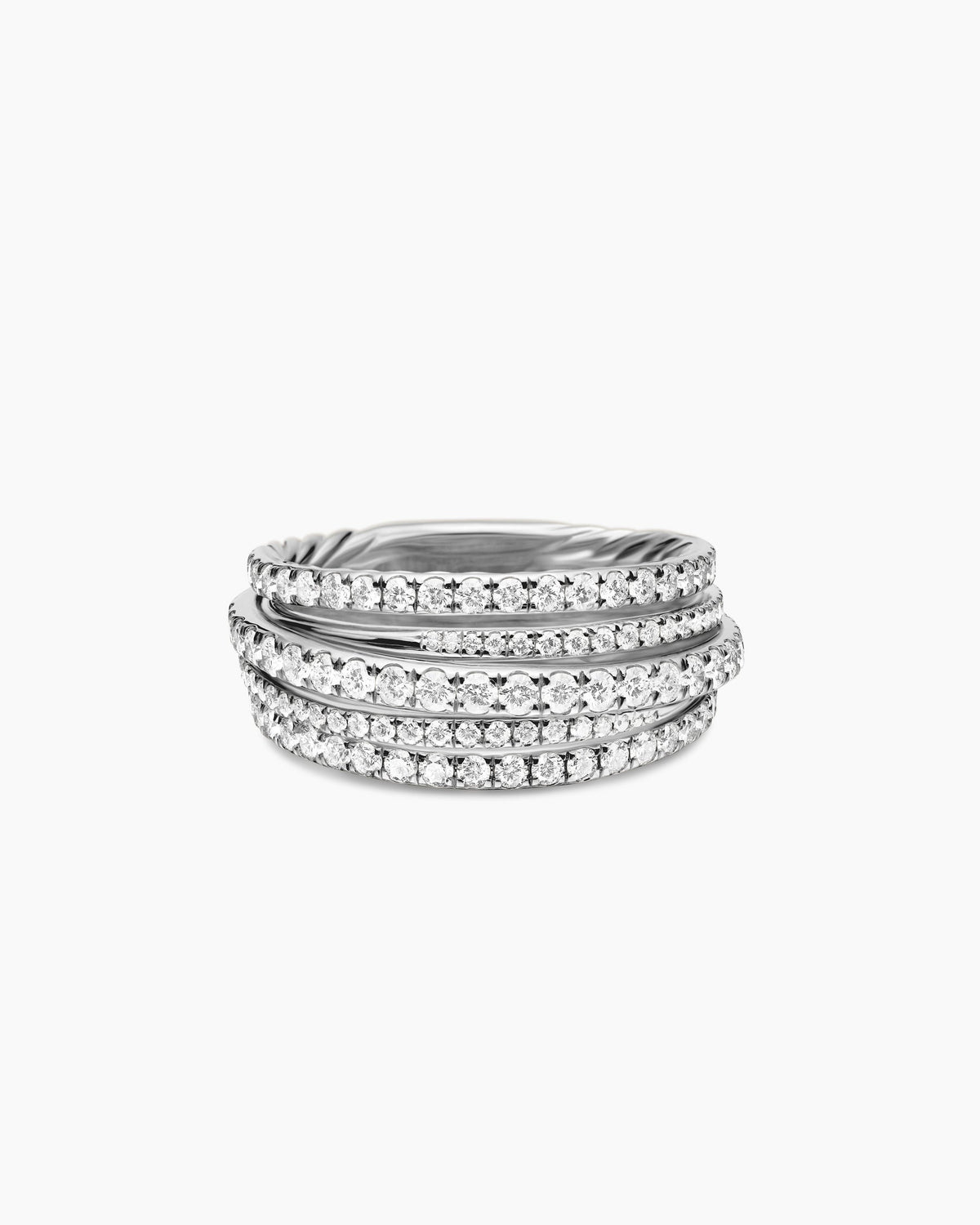 Pavé Crossover Ring in 18K White Gold with Diamonds, 11mm