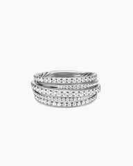 Pavé Crossover Ring in 18K White Gold with Diamonds, 11mm