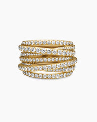 Pavé Crossover Ring in 18K Yellow Gold with Diamonds, 16mm