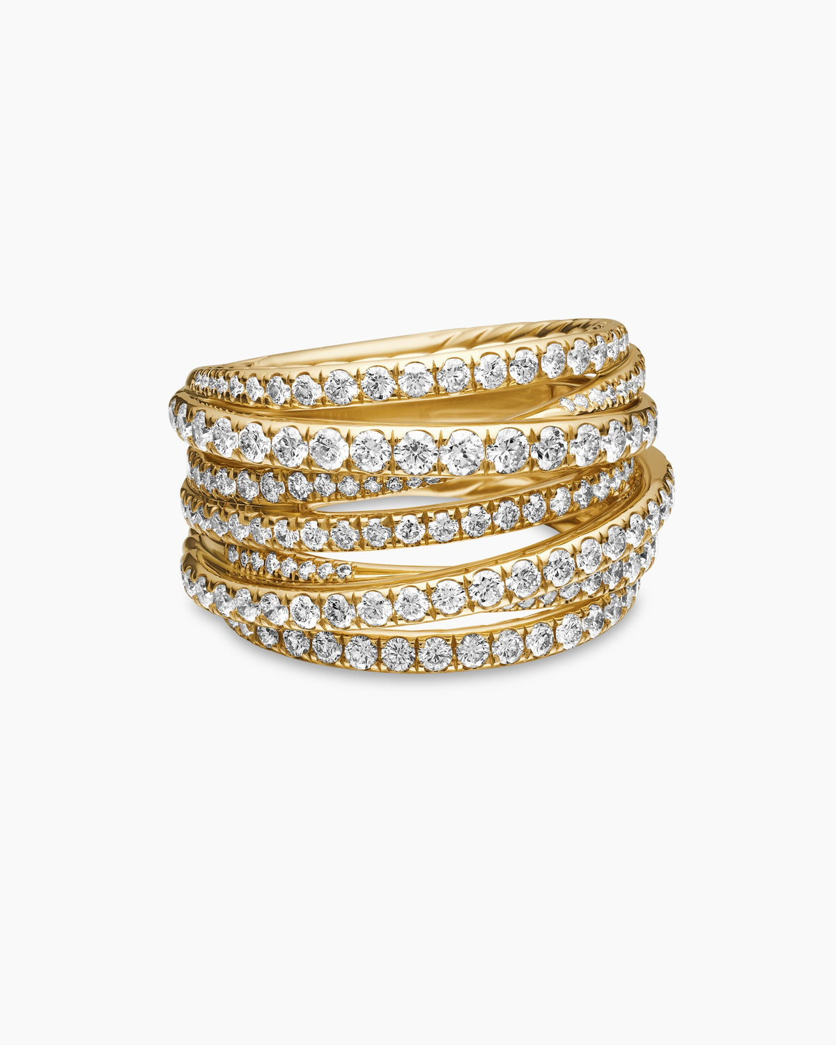 Pavé Crossover Ring in 18K Yellow Gold with Diamonds, 16mm