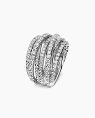 Pavé Crossover Ring in 18K White Gold with Diamonds, 16mm