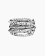 Pavé Crossover Ring in 18K White Gold with Diamonds, 16mm