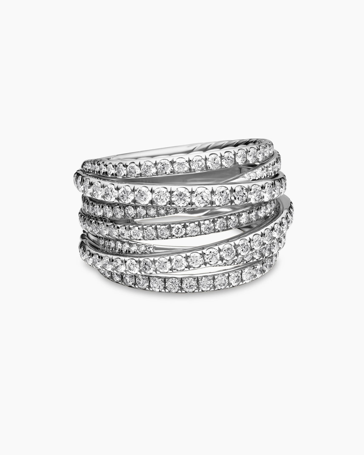 Pavé Crossover Ring in 18K White Gold with Diamonds, 16mm