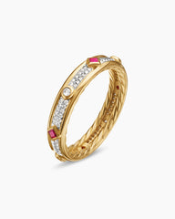 Modern Renaissance® Band Ring in 18K Yellow Gold with Diamonds and Rubies, 4mm