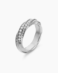 Cable Edge® Band Ring in Sterling Silver with Diamonds, 5mm