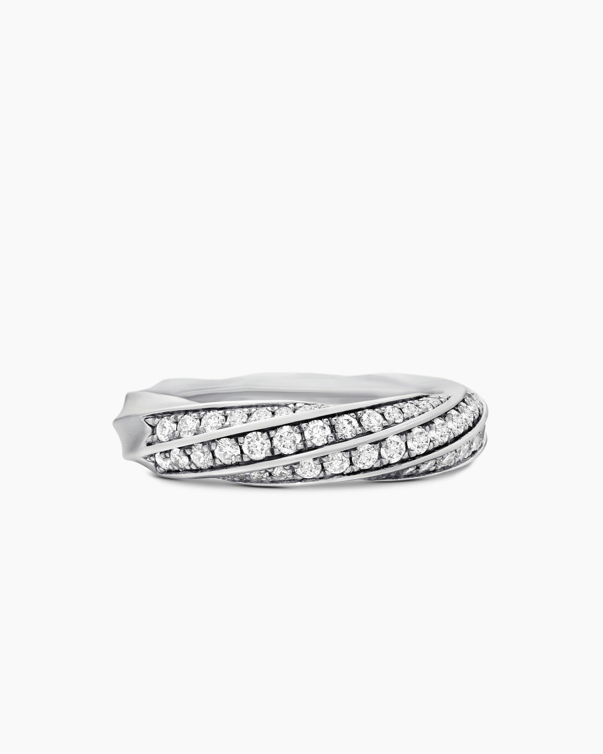 Cable Edge® Band Ring in Sterling Silver with Diamonds, 5mm