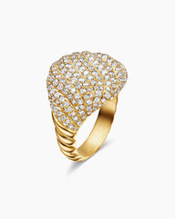 Sculpted Cable Pinky Ring in 18K Yellow Gold with Diamonds, 13mm
