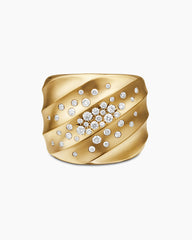 Cable Edge® Saddle Ring in 18K Yellow Gold with Diamonds, 18.8mm