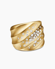 Cable Edge® Saddle Ring in 18K Yellow Gold with Diamonds, 18.8mm