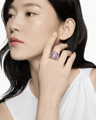 Cable Wrap Ring in Sterling Silver with Lavender Amethyst and Diamonds, 20.4mm