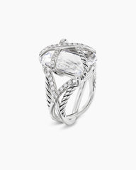 Cable Wrap Ring in Sterling Silver with Crystal and Diamonds, 20.4mm