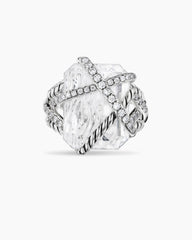Cable Wrap Ring in Sterling Silver with Crystal and Diamonds, 20.4mm