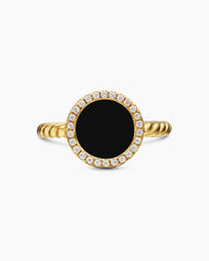 Petite DY Elements® Ring in 18K Yellow Gold with Black Onyx and Diamonds, 11.3mm