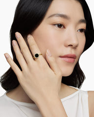 Petite DY Elements® Ring in 18K Yellow Gold with Black Onyx and Diamonds, 11.3mm