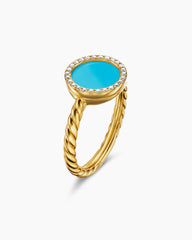 Petite DY Elements® Ring in 18K Yellow Gold with Turquoise and Diamonds, 11.3mm