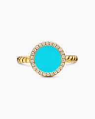 Petite DY Elements® Ring in 18K Yellow Gold with Turquoise and Diamonds, 11.3mm