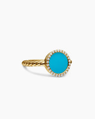 Petite DY Elements® Ring in 18K Yellow Gold with Turquoise and Diamonds, 11.3mm