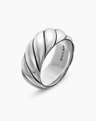 Sculpted Cable Band Ring in Sterling Silver, 9mm