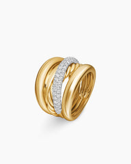 Pavé Crossover Five Row Ring in 18K Yellow Gold with Diamonds, 17.7mm