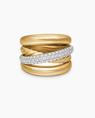 Pavé Crossover Five Row Ring in 18K Yellow Gold with Diamonds, 17.7mm