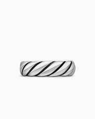 Sculpted Cable Band Ring in Sterling Silver, 6mm