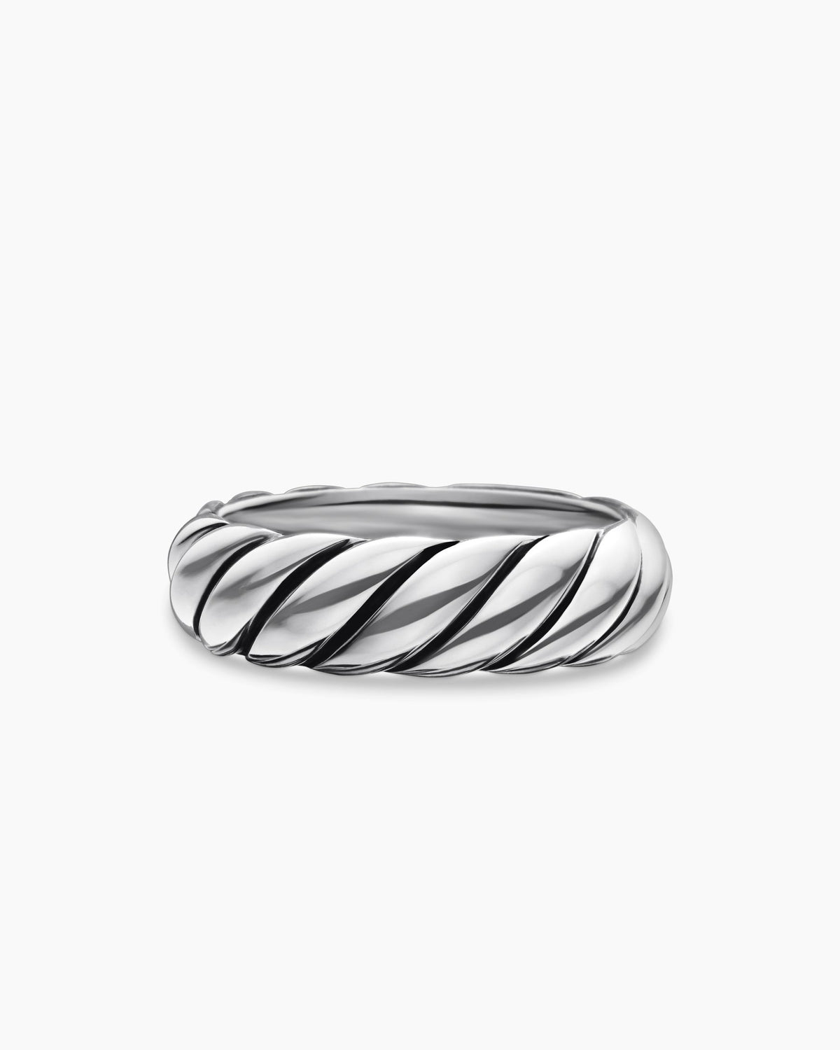 Sculpted Cable Band Ring in Sterling Silver, 6mm