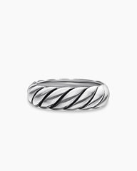 Sculpted Cable Band Ring in Sterling Silver, 6mm