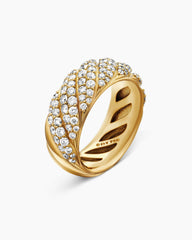 Sculpted Cable Band Ring in 18K Yellow Gold with Diamonds, 7.5mm
