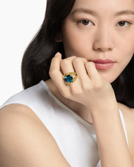 Marbella Ring in 18K Yellow Gold with Hampton Blue Topaz, 20mm