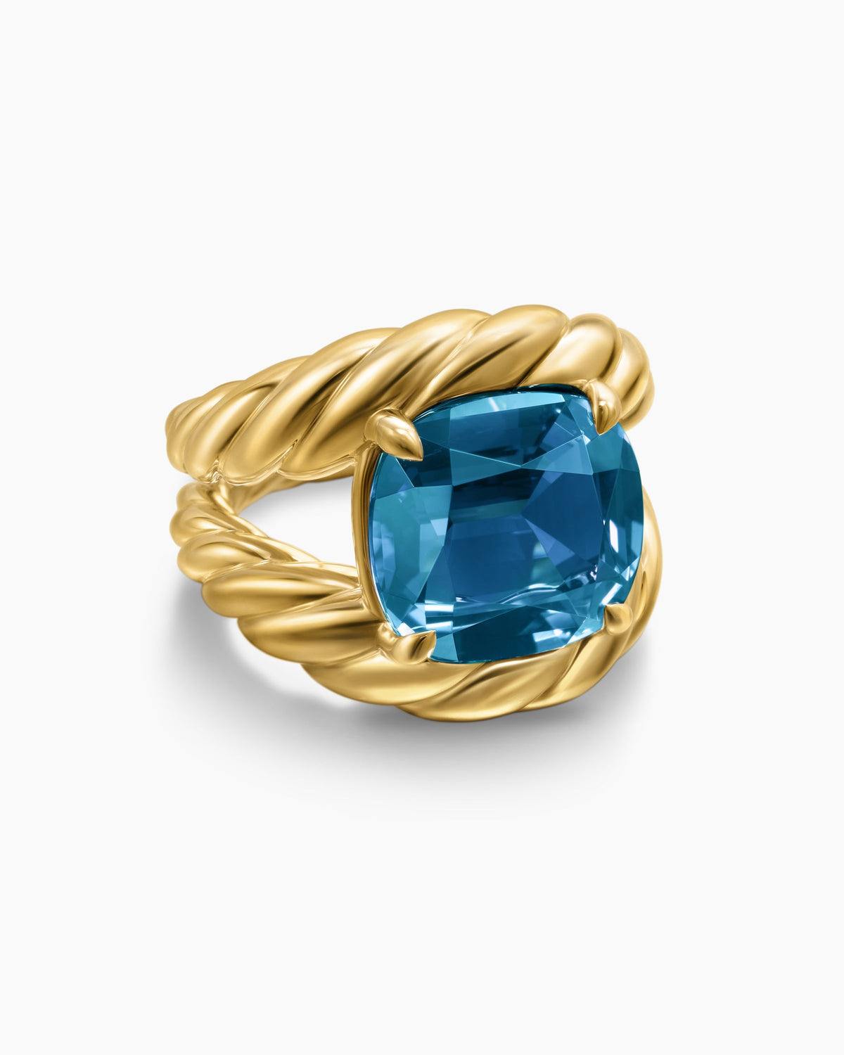 Marbella Ring in 18K Yellow Gold with Hampton Blue Topaz, 20mm
