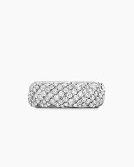 Sculpted Cable Band Ring in Sterling Silver with Diamonds, 7.5mm
