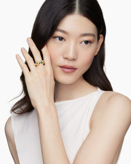 Renaissance® Color Ring in 18K Yellow Gold with Malachite and Tsavorites, 9.9mm