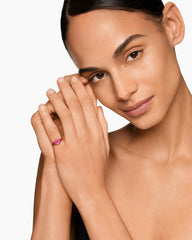 Petite Pavé Pinky Ring in 18K Yellow Gold with Red Rubies, 7mm