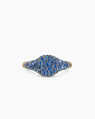 Petite Pavé Pinky Ring in 18K Yellow Gold with Sapphires, 7mm