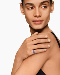 Petite Pavé Pinky Ring in 18K Yellow Gold with Sapphires, 7mm