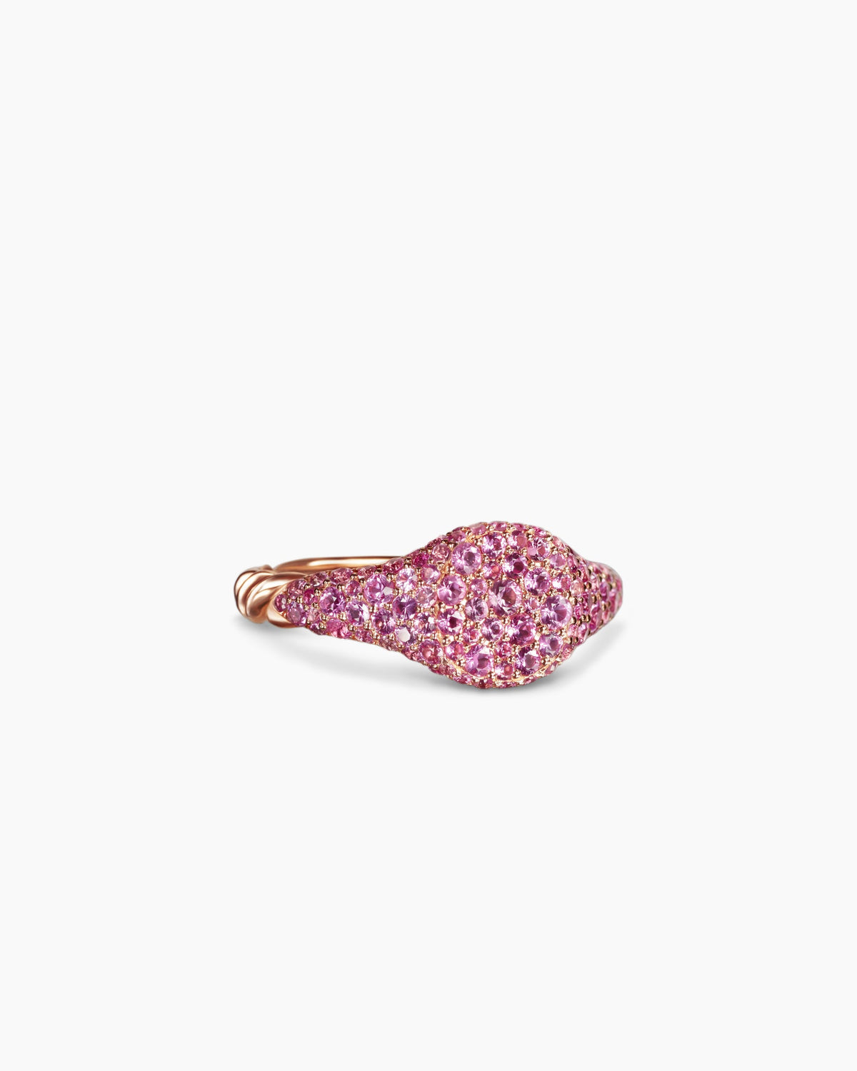 Petite Pavé Pinky Ring in 18K Rose Gold with Pink Sapphires, 7mm