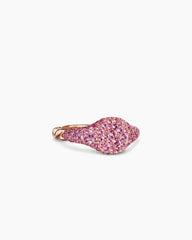 Petite Pavé Pinky Ring in 18K Rose Gold with Pink Sapphires, 7mm