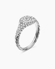 Petite Pavé Pinky Ring in 18K White Gold with Diamonds, 7mm