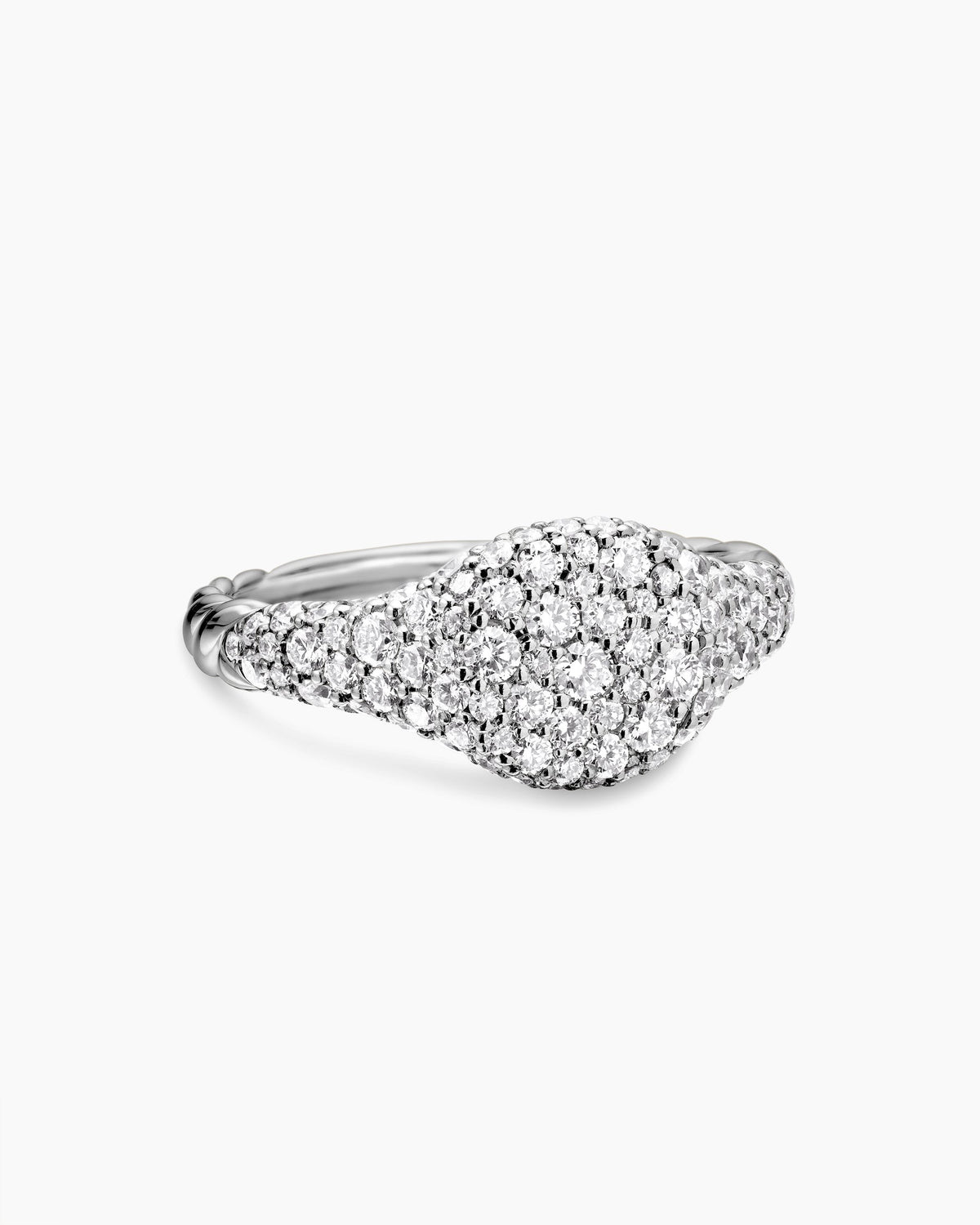 Petite Pavé Pinky Ring in 18K White Gold with Diamonds, 7mm