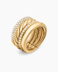DY Mercer® Multi Row Ring in 18K Yellow Gold with Diamonds, 14mm