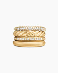 DY Mercer® Multi Row Ring in 18K Yellow Gold with Diamonds, 14mm