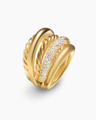 DY Mercer® Multi Row Ring in 18K Yellow Gold with Diamonds, 21mm