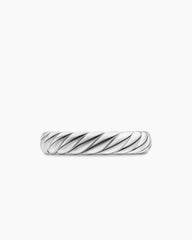 Sculpted Cable Band Ring in 18K White Gold, 4.6mm